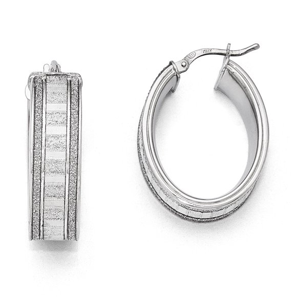 Leslie's Boucles d'Oreilles Ovales en Argent Sterling avec Paillettes QLE508