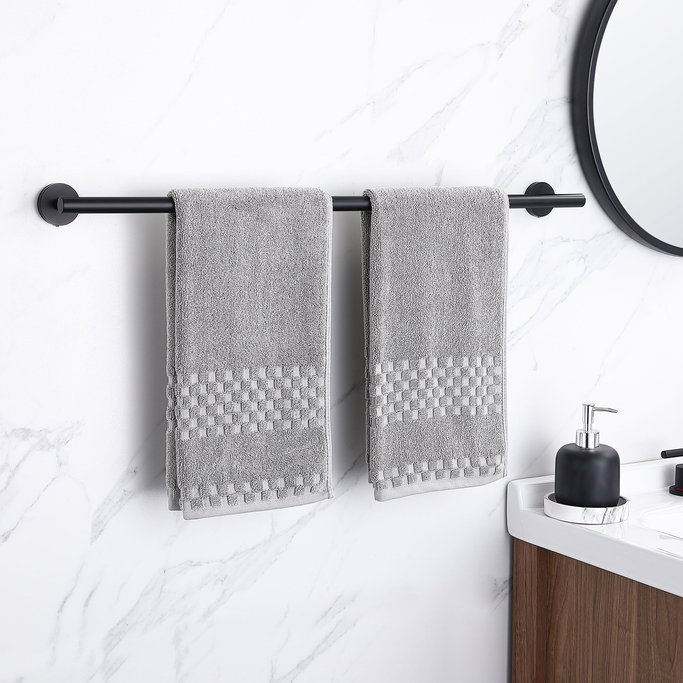 KES 30 Inches Matte Black Bathroom Towel Bar Shower Hand Towel Holder Hanger SUS304 Stainless Steel RUSTPROOF Wall Mount No Drill A2000S75DG-BK