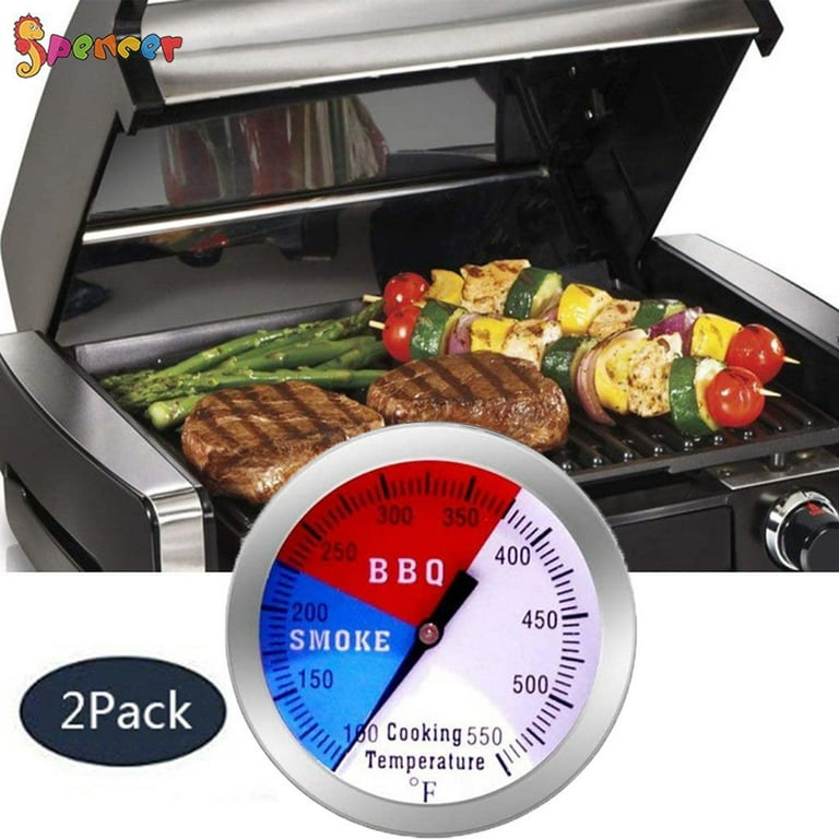 BBQ Thermometer Temperature Gauge, 2Inch Stainless Steel Barbecue Charcoal Grill Smoker Temp Gauge Pit, Fahrenheit and Heat Indicator for Cooking