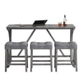 thumbnail image 6 of GZXS Modern Bar Table Set with Power Strip, 59" x 19" Table and 3 Upholstered Stools, Stools Tuck Under Table, Easy Assembly (Gray), 6 of 10