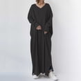 thumbnail image 3 of Suéter de mujer de otoño e invierno con cuello en V, sencillo y holgado, informal, de una pieza, elegante, vestido largo, 3 of 4