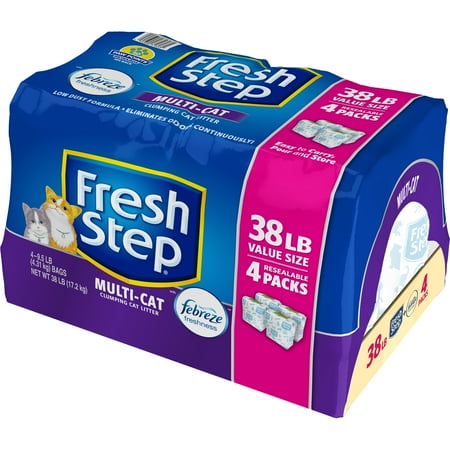 - Fresh Step Multi-Cat Scented Litter with the Power of Febreze, Clumping Cat Litter, 38 lbs