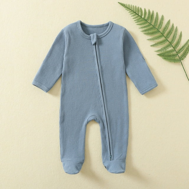 EGNMCR Rompers for Kids Toddler Kids Boys Girls Fashion Comfortable Solid Color Zipper Long Sleeve Crawling Romper Kid Rompers
