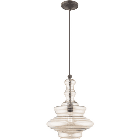 

English Bronze Tone Finish Mini Pendants Glass Material Medium 19 Long 1 Light Fixture