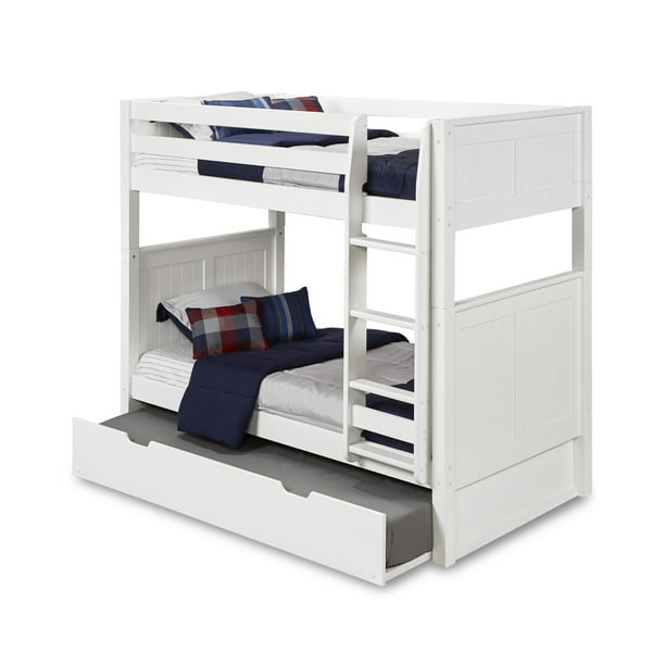 Camaflexi Twin over Twin Bunk Bed with Twin Trundle - Panel Headboard ...