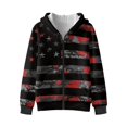 thumbnail image 2 of POLERO Zip Up Hoodie for Girls American Flag Print Casual Long Sleeve Jacket Boys Lightweight Sweatshirt with Pockets, Size S, 2 of 8
