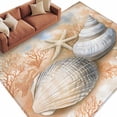 thumbnail image 2 of 5'x8' Area Rugs, Orange Coastal Indoor Outdoor Area Rug for Living Room Bedroom, Summer Beach Starfish Shell Nautical Washable Bathroom Rugs Kitchen Floor Carpet Mats Home Decor Aesthetic, 2 of 8