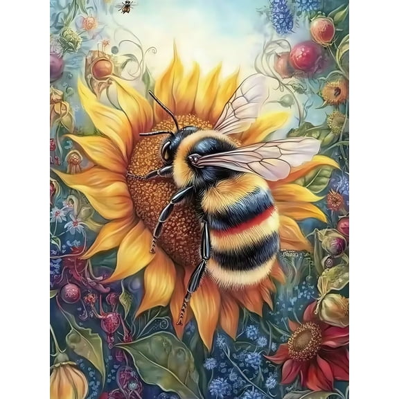 5D DIY Diamond Art Kits for Adults Beginners,Bee Diamond Dots Gem Art,Home Wall Decor 11.8x15.8inches.