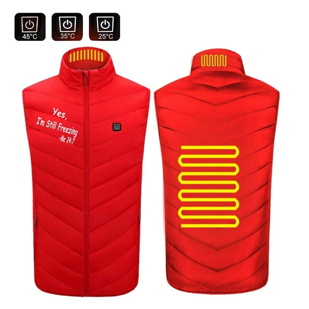Chaquetas y abrigos casuales sin mangas y sin capucha, con calefacción inteligente a temperatura constante, a prueba de viento y USB, talla grande, para hombre y mujer, chaqueta calefactable de invier