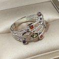 thumbnail image 4 of Fashion 925 Sterling Silver Hollow Multiple Rows Geometric Colored gems Women's Ring Vintage Twisted Rainbow Zircon Princess Ring Eternity Engagement Wedding Band Cocktail Party Ring, 4 of 5