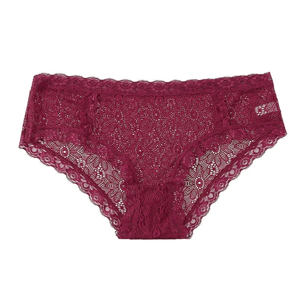 Aayomet Women's Plus Size Panties Underwear Back Waist Lace Mid High Waist  Hollow Breathable Widened Belt Belly (Red, XXL) 