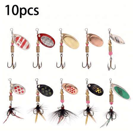 ROSEXIXI 10pcs Fishing Lures Spinnerbait Metal In-Line Trout Baits Sharp Feathered Treble Hook Spinnerbait Tackle 3 To 7 Grams Pike Lures For Bass Salmon Panfish Freshwater Saltwater Fishing