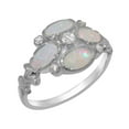 thumbnail image 1 of LBG British Made 9k White Gold Synthetic Cubic Zirconia & Natural Opal Womens Promise Ring - 33 size options - Size 9.5, 1 of 6
