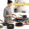 thumbnail image 2 of KICHLY Granite Kitchen Cookware Set, 8 Piece Nonstick Pots & Pans Set, Induction Frying Pans, Saucepan with Lids, Induction Compatible Cookware, PFOA-Free Non-Stick Cooking Set, Black, 2 of 7