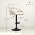 thumbnail image 3 of HOMCOM Adjustable Bar Stools Set of 2, Swivel Tufted Fabric Barstools, 3 of 10