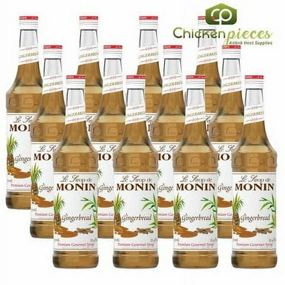 Monin Premium Gingerbread Syrup, Authentic Spiced Ginger & Cinnamon Mixer, 750 mL (25.4 oz) Glass Bottles, Professional Bulk Case of 12