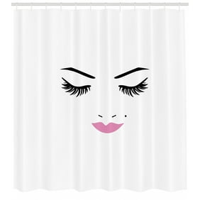 Cosmetics Shower Curtain Beauty Theme Pink And Burgundy Lipstick
