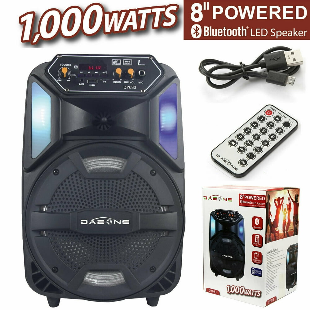 8" Portable Party LED Speaker USB Rechargeable Stereo Wireless Speaker
