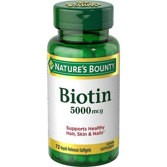 Nature's Bounty Biotin Softgels, 5,000 mcg, 72 Ct