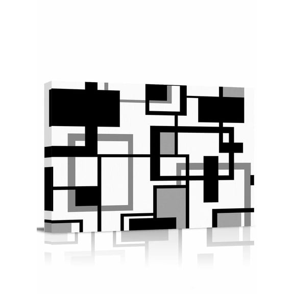 Black Grey Geometric Wall Art for Living Room,Canvas Picture Wall Decor for Bathroom Bedroom,Modern Abstract Art White Painting Artwork for Office Kitchen Hallway Dining Room Home Decorations 12"x16"