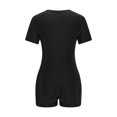 thumbnail image 5 of LADIGASU Women's New Fashion Splicing Swimsuit Sexy Casual Bikini Piece Short Sleeve Zipper Stand Up Collar Surfing Swimsuit, 5 of 6