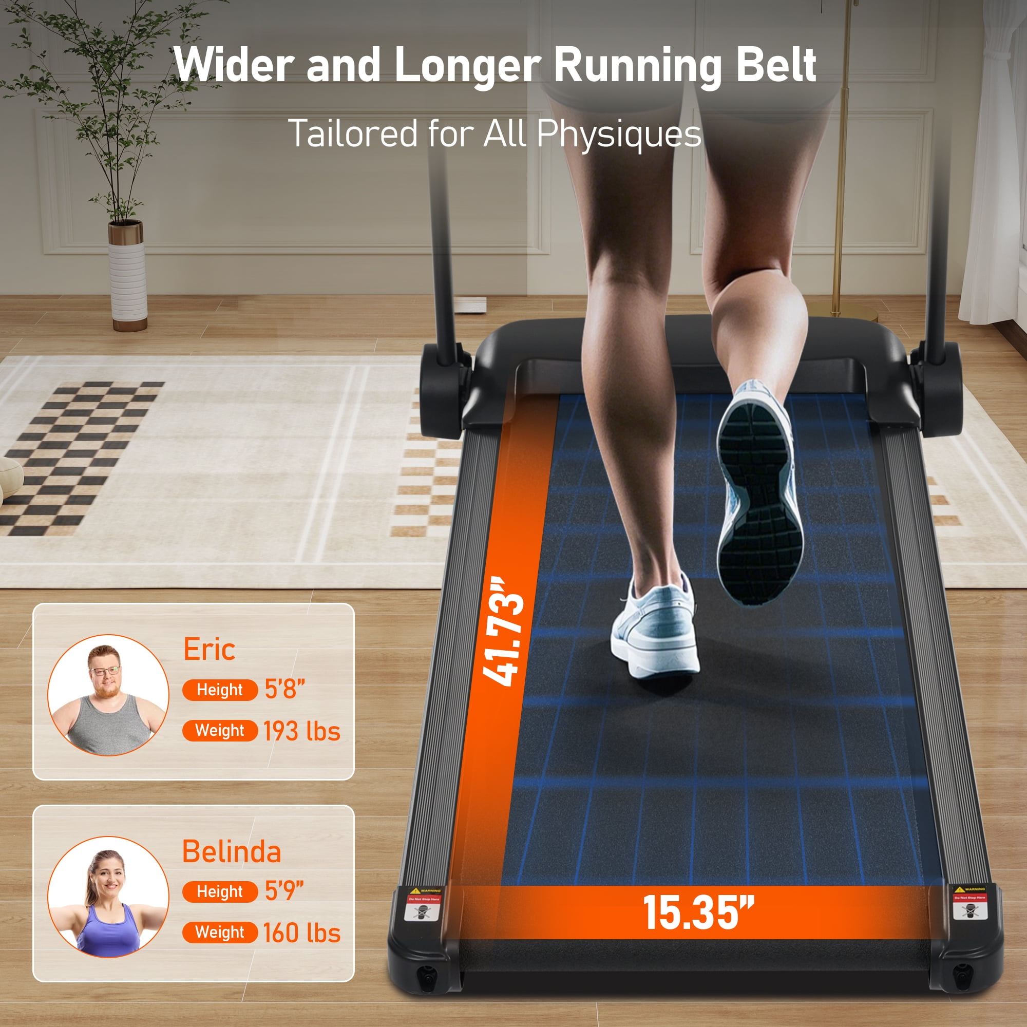 VLDTDRDI 500LBS 3HP Folding Treadmill with 7 Layer Belts,10Mph Electric Treadmil with 10% Incline and Adjustable 3-screens Display,19.72"W Oversized Walking Pad for Home Office