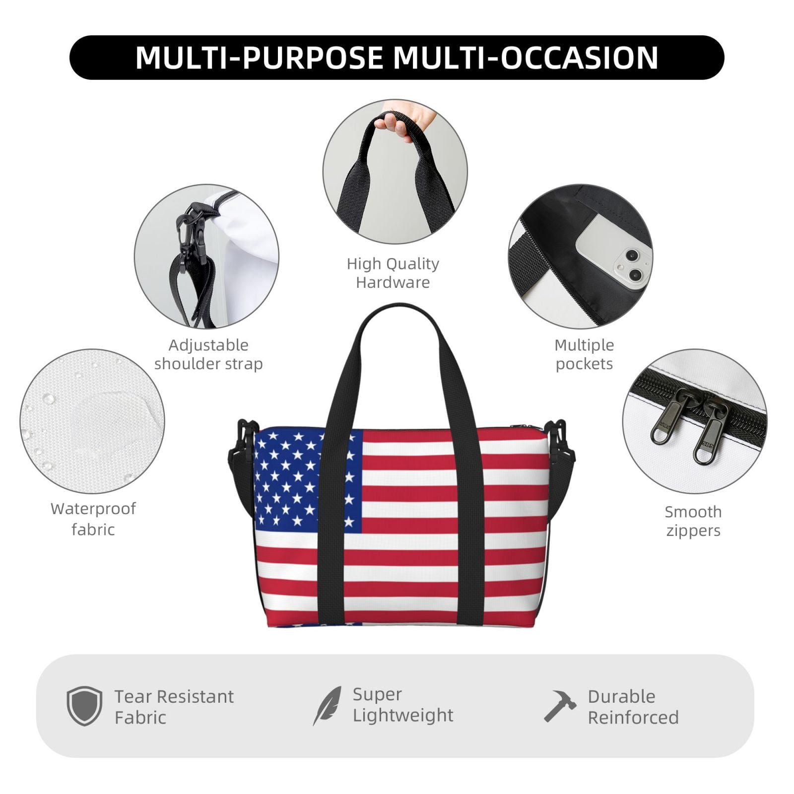 Travel Duffel Bag Love America Sports Tote Gym Bag Shoulder Weekender Overnight Bag For Women Men