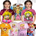 thumbnail image 2 of Camiseta Super Princess Peach-MARIO Niñas Impresión De Moda Lindo Rosa 3-14 Años Camisa De Niño Verano Manga Corta Cuello Redondo Top Fiesta Cumpleaños, 2 of 3