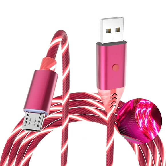 AIR-Light Up Micro USB Cable Compatible with Samsung Galaxy S7 S6 J7 J3, Edge S5, LG G4, HTC, Moto, PS4, Xbox Controller, Kindle, High Speed Android Charging Cable with Multi-Control Switch (Red, 3.3