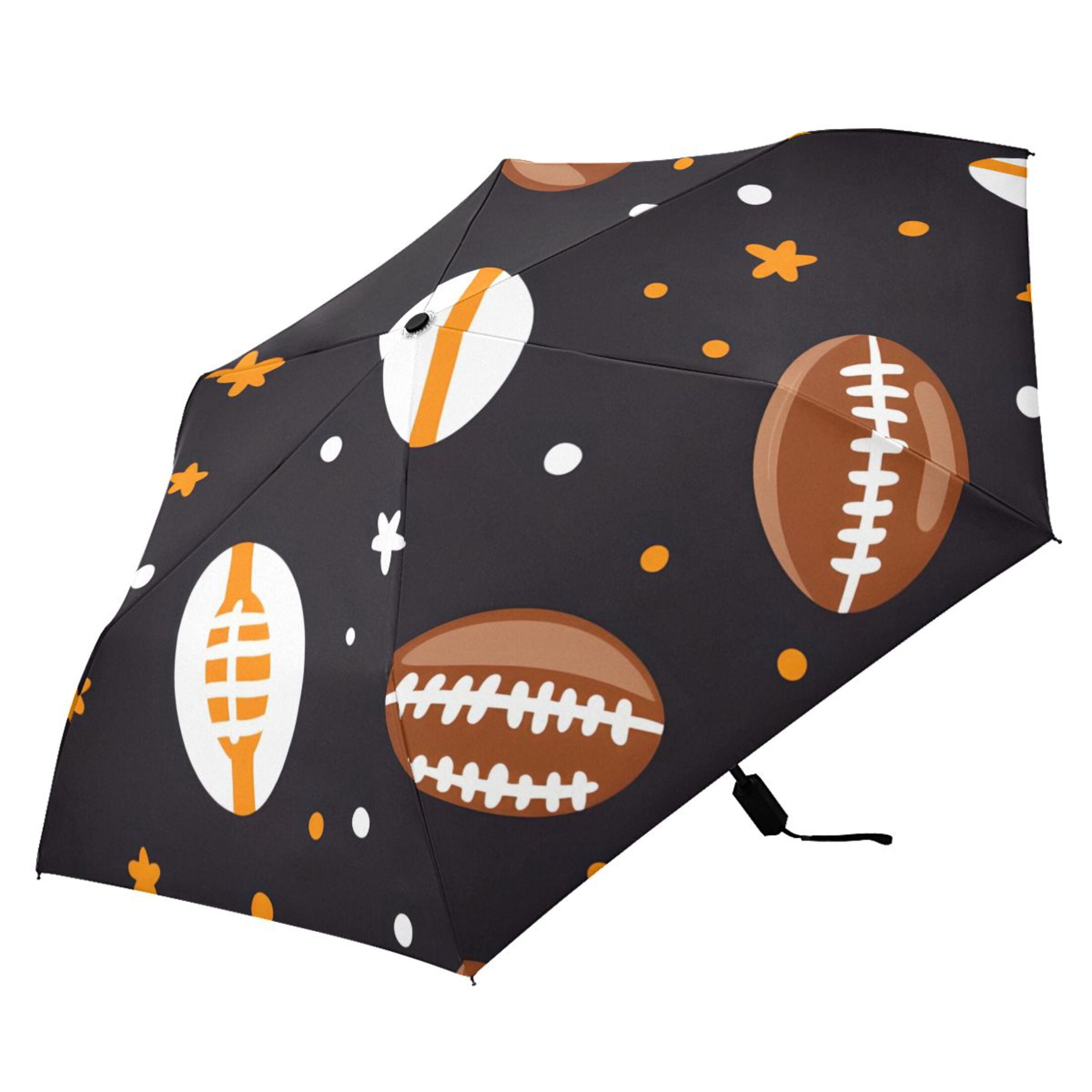 ALAZA Football Rugby Stars UPF 50+ Compact Folding Umbrella for Rain Travel Umbrella Packable