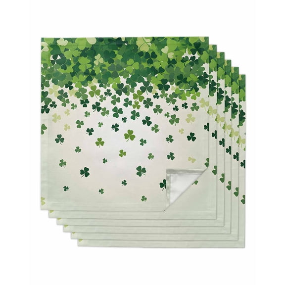St. Patrick's Day Cloth Napkins Set of 6 Reusable Dinner Napkins, Green Lucky Shamrock Leaves Country Plants Cocktail Napkin Washable Table Napkins for Wedding/Holiday Party/Baby Shower 20"x20"