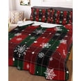 thumbnail image 3 of Quilts Queen Size, Buffalo Plaid Christmas Soft Comforter Bedding Set for Bed, Xmas Snowflake Red Green Lightweight Quilted Bedspread with Pillow Cover(2 Pieces) for All Season, 90x96 Inch, 3 of 6