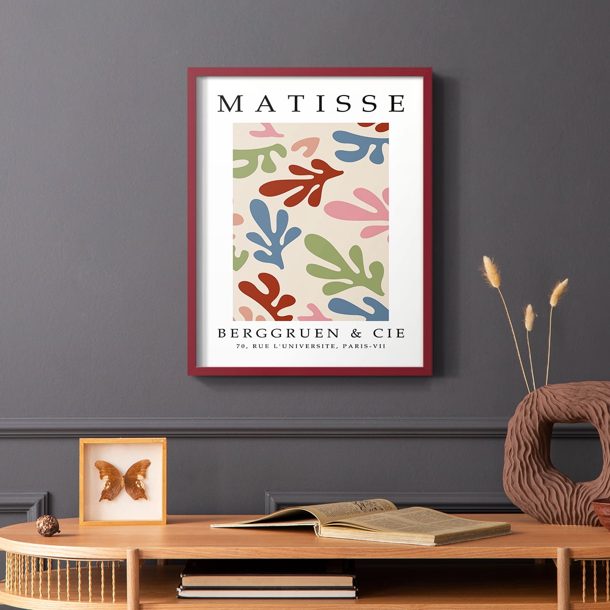 Matisse CIII Framed Print in Red Solid Wood 16 x 20 Framed Print