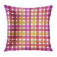 thumbnail image 1 of BOSDECO Pink Unique Watercolor Lines Abstract Multicolor Fun Colorful Plaid Red Beautiful Birthday Bright Pillow Case Pillow Cover 16x16 inch, 1 of 1