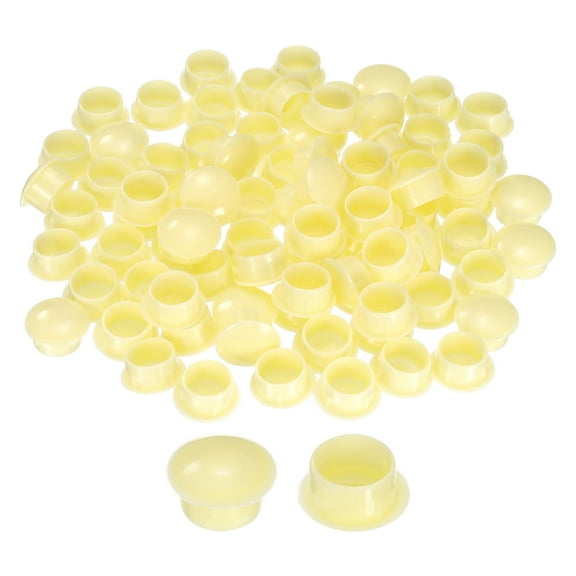 100Pack 14mm(9/16") Dia Plastic Screw Hole Plugs Cover for Furniture, Yellow