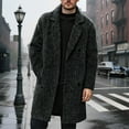 thumbnail image 3 of Aihuaihua Men's Trench Coat Single Trench Coat Notched Lapel Mid Long Peacoat Winter Casual Business Overcoat Black XL, 3 of 6