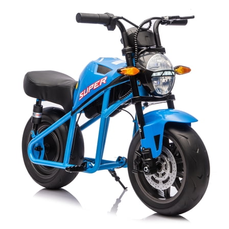 24V300W Kids Ride On XL Electric Toy Muscle Motorcycle For Kids 6   11.18MPH ,14inch,Blue