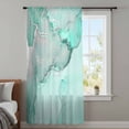 thumbnail image 4 of Aqua Marble Sheer Curtains 45 Inches Long, Modern Abstract Waves Silvery Farmhouse Light Filering Curtains, Breathable Simi Curtain Privacy Drapes for Kitchen Bathroom Small Window Treatment, 4 of 9