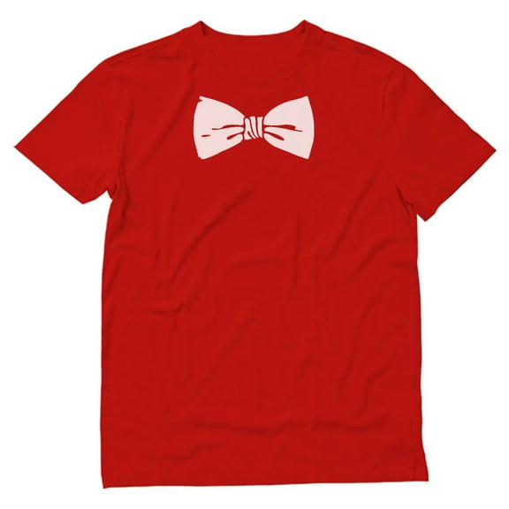 White Bow Tie Printed Tuxedo Shirts for Men Funny Tux Novelty Men's Tshirt X-Large Red