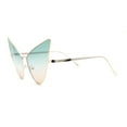 thumbnail image 3 of Retro Funky Bohemian Elongated Metal Rim Cat Eye Sunglasses Gold - Green Brown, 3 of 4