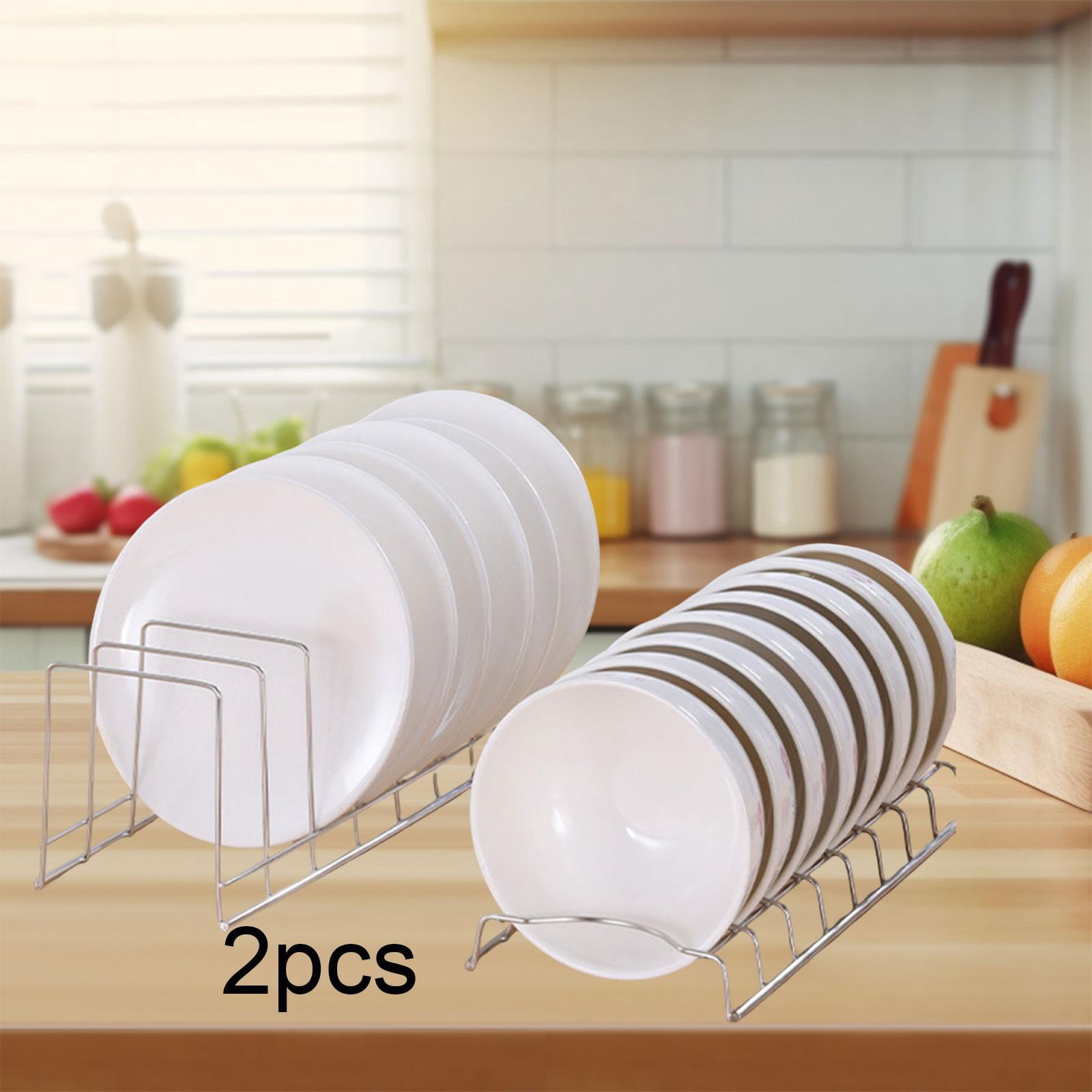 CoudarTitie 2 Bowl Drying Rack 2 Dish Holder Drain Basket for Home Restaurant Countertop Silver