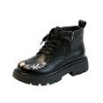thumbnail image 2 of Willtoo Girls Floral Embroidery Platform Boots Kids Side Zipper Lace Up Ankle Boots Soft Sole Fashion Princess Short Booties, 2 of 5