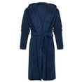 thumbnail image 2 of Miluxas Women Fleece Hooded Bathrobe - Plush Long Robe Dark Blue XXL, 2 of 7