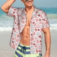 thumbnail image 3 of Fotbe Hand Drawn Hearts Hawaiian Shirt for Men Unisex Summer Beach Casual Short Sleeve Cotton Linen Button Down Shirts-Medium, 3 of 5