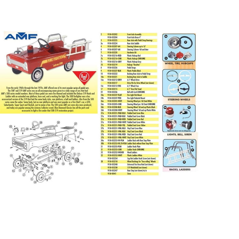 AMF Pedal Car Fire Light 508 519 Firefighter Generic Flat Mount Walmart