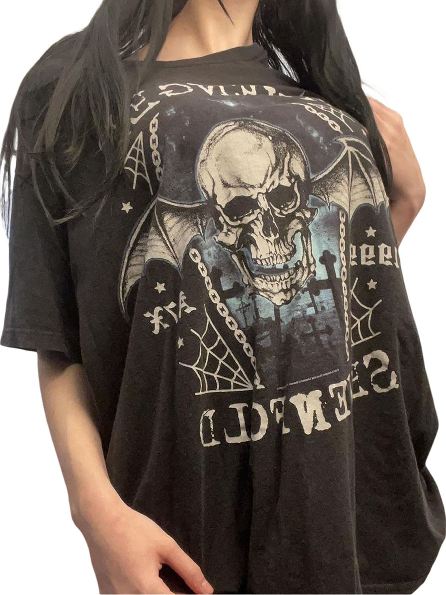  IEPOFG Womens Halloween Short Sleeve Tops Skull Graphic Tees  Loose Round Neck Oversize Shirt Summer Vintage Y2k Tops Dressy : Sports &  Outdoors