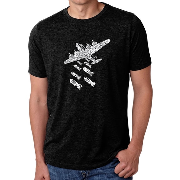LA Pop Art Men's Premium Blend Word Art T-shirt - DROP BEATS NOT BOMBS
