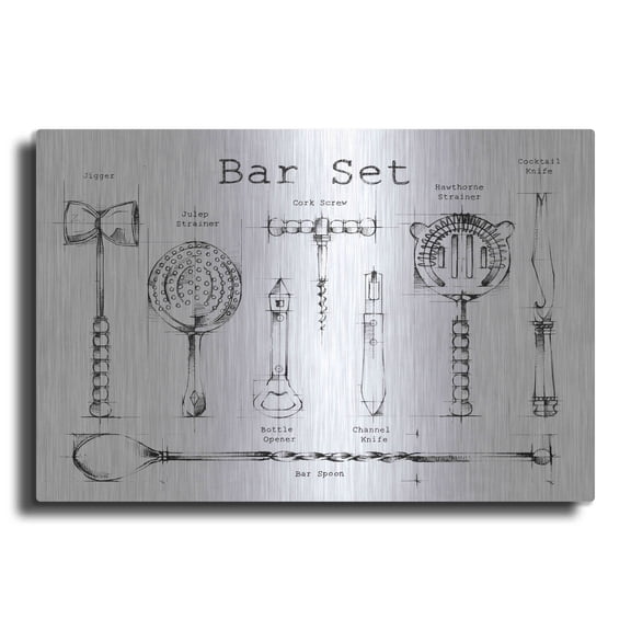 Luxe Metal Art 'Bar Set' by Ethan Harper, Metal Wall Art, 24"x16"