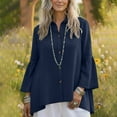 thumbnail image 1 of TaTaai Women's Summer V Neck Solid Color Cotton Linen Long Sleeve Cardigan Tops, Loose Breathable Skin-friendly All Match Casual Commute Sun Protection Blouse Gift, 1 of 5
