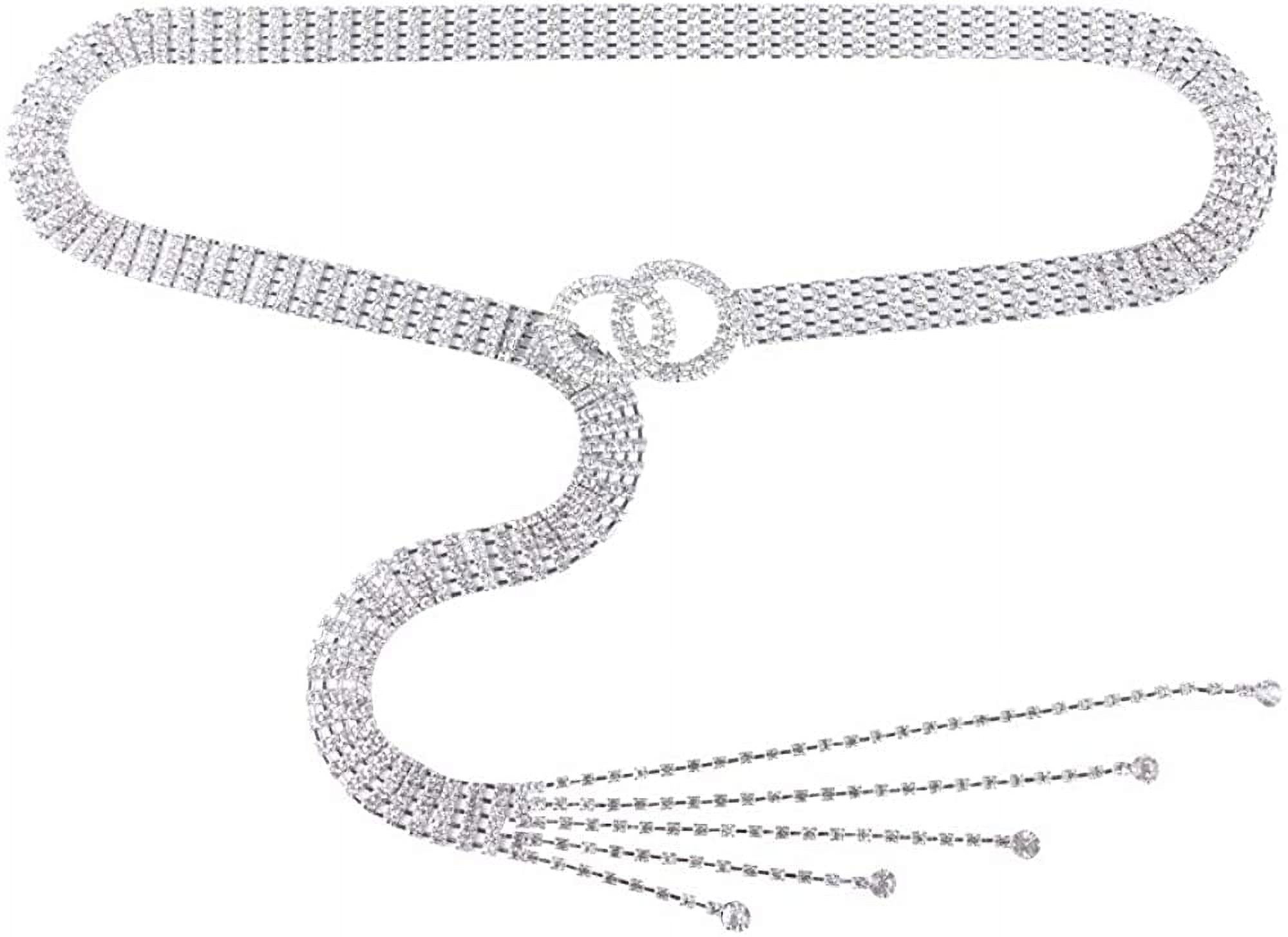 1175 Crystal Waist Belt For Women Rhinestone Chain O-ring Waistband Rhinestone Crystal Waist Belt - Stretchable O-ring Chain  main image 4